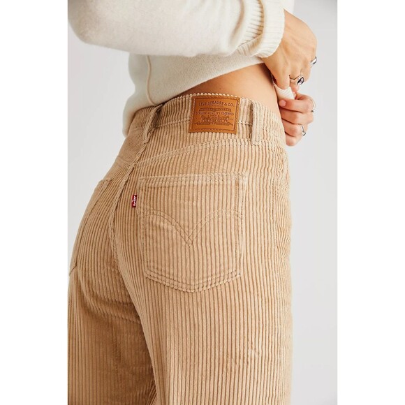 Levis Premium Ribcage Straight Ankle Jean Granola Brown Corduroy Pants Boho New - Picture 4 of 16